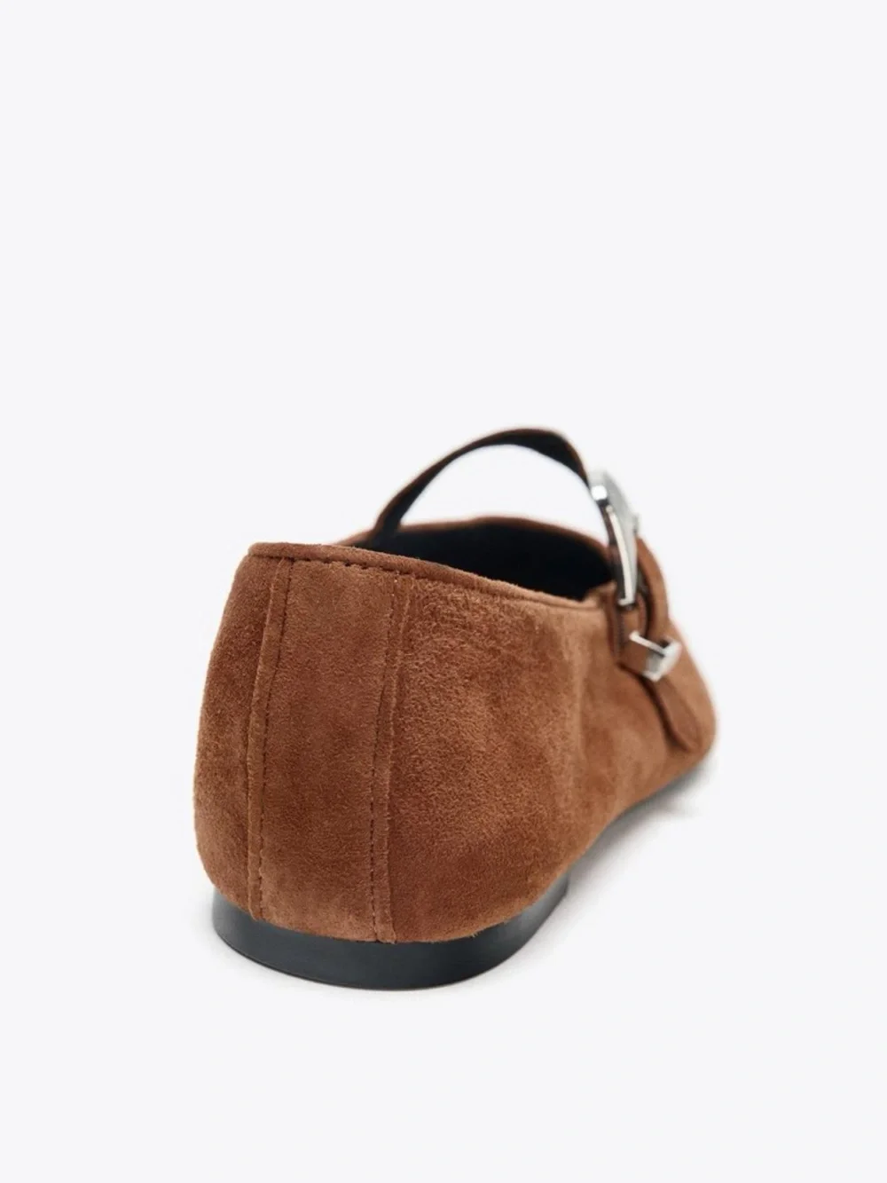 Zara Buckle Suede Mary Jane Flats. Brick NWT. Size 8/8.5